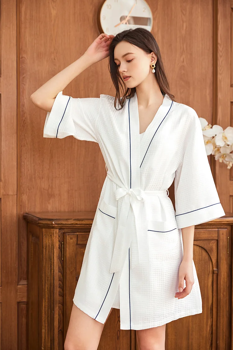 Robe Silk Women - Waffle jacquard 100% roupões de casal