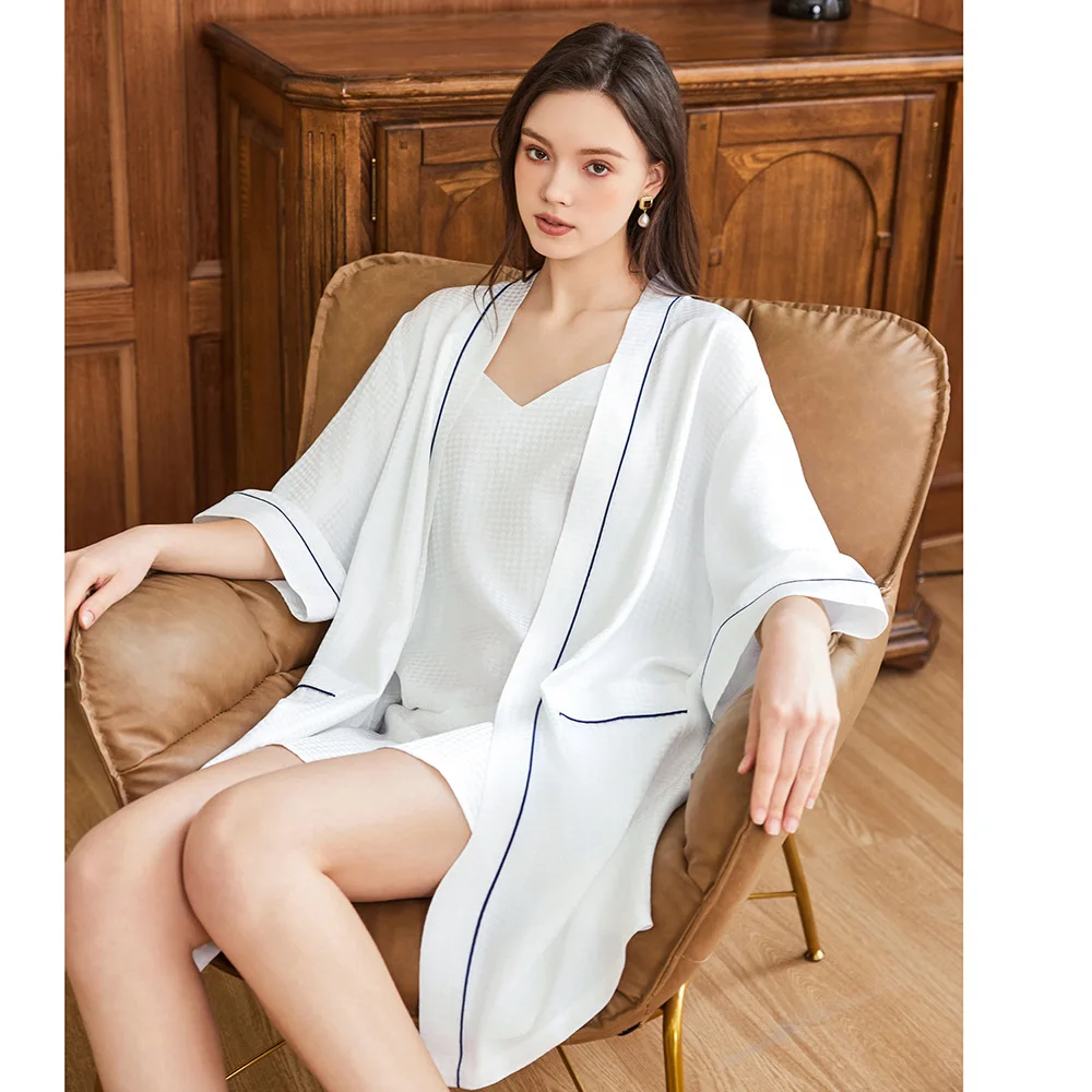 Waffle jacquard 100% roupões d - Robe Silk Women avaliação e preço